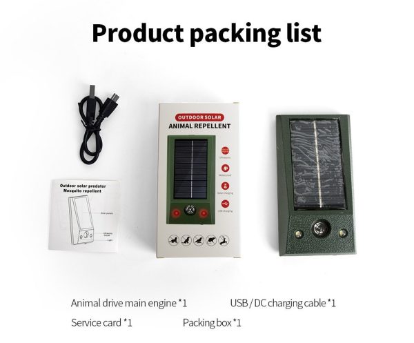 Outdoor solar ultrasonic animal repellent, waterproof, with flash, solar powered - 图片 7