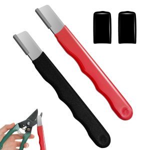 2-piece set of garden tool sharpener, garden tool blade sharpener, black and red