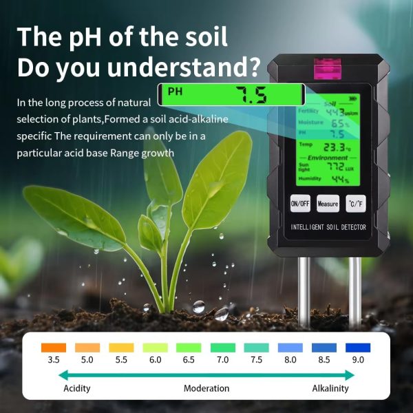 6-in-1 soil test kit, LED display, battery powered - 图片 4