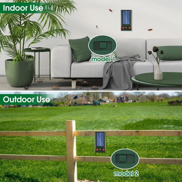 Outdoor solar ultrasonic animal repellent, waterproof, with flash, solar powered - 图片 6